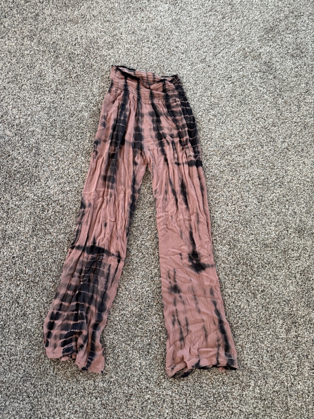 Wide Leg Tie-Dye Pants in Dusty Rose